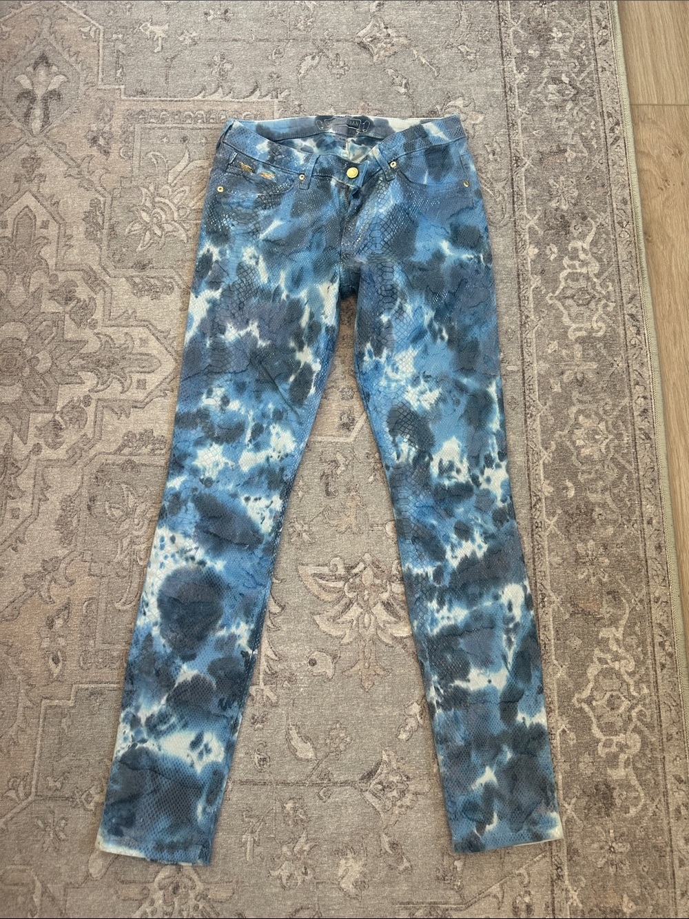 Robin's Jean Blue Tie-Dye snake skin Skinny Jeans